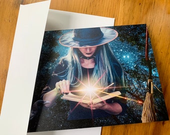 Seeking Wisdom Witch Note Card 5 x 7 Blank Greeting Card Mini Print Witchy Gift
