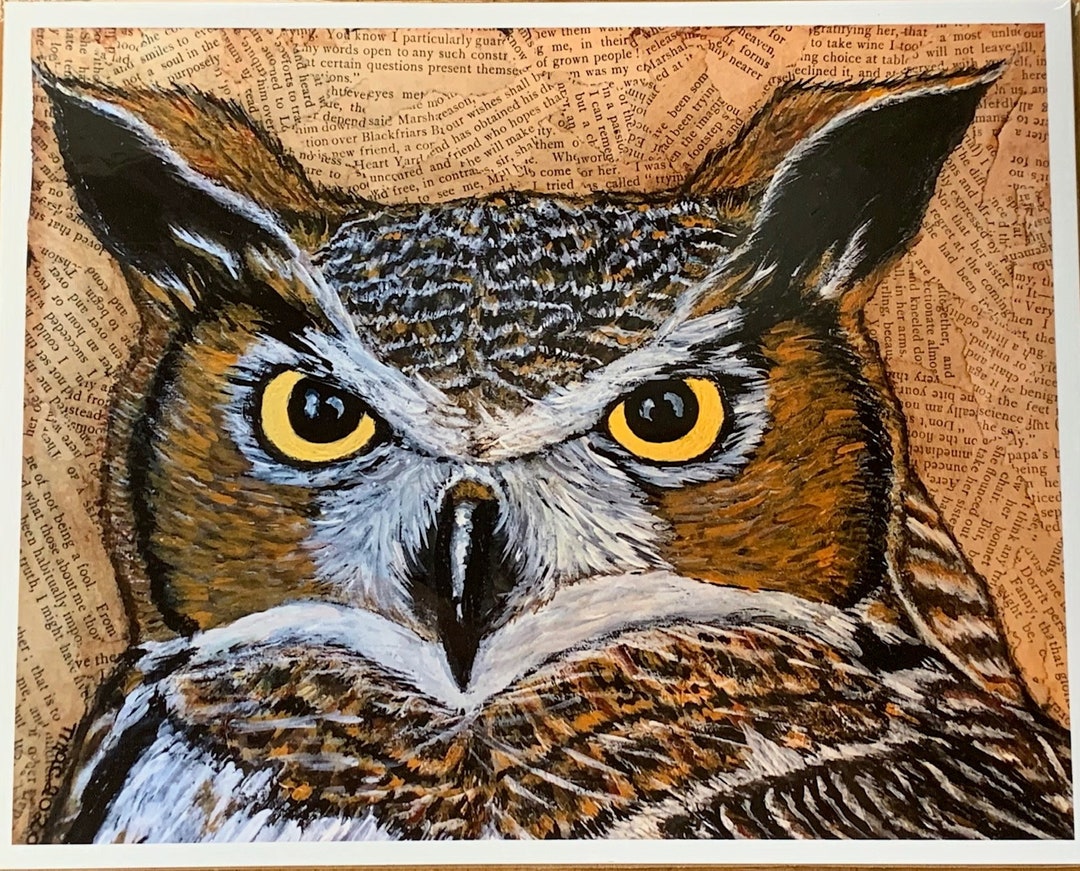 Great Horned Owl Giclee Art Print 8 X 10 Owl Print Wall Art - Etsy