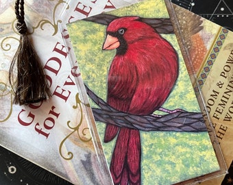 Cardinal Art Bookmark Bird Journal Bookmark Gift for Bookworms