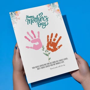 Mother’s Day Flower Handprint Card | “I Have Loved You My Whole Life” Quote | DIY Printable Gift from Kids | Baby Keepsake Art for Mom