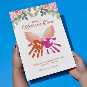 Butterfly Handprint Mother’s Day Card | Long Distance Mom Printable Gift | Sending Love Across the Miles | DIY Baby Keepsake for Mom