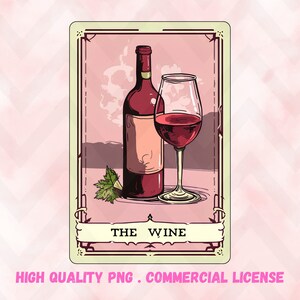 La carta del tarot del vino PNG, divertido diseño de sublimación del tarot, taza de camiseta de moda popular PNG, descarga digital, PNG Witchy Food Tarot