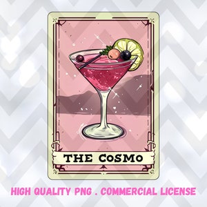 La carta dei tarocchi Cosmo PNG, divertente design di sublimazione dei tarocchi, tazza di t-shirt da cocktail alla moda popolare PNG, download digitale, PNG strega