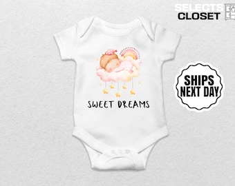 Sweet Dreams Onesie®, witte bodysuit, pasgeboren babycadeau.