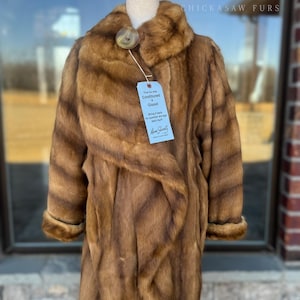 Unisex M/L Mano Swartz Mint Vintage Sibirisk Vesslapälskappa i Trapetsstil Äkta Päls Äkta Päls