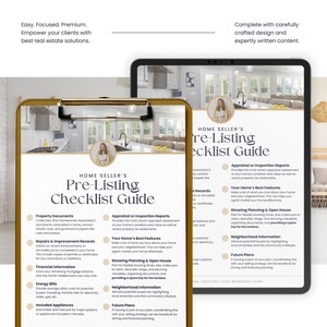 Real Estate Marketing Template: Easy-to-use guide for home seller checklist or pre-selling checklist guide in beige, white, dark. Professional content for beginners, realtors, and agents Made with Canva. Template with Content. SunriseDesignHaus