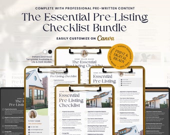 CANVA Real Estate Pre-Listing Checklist, Pre Seller Checklist, Seller Resource | Real Estate Marketing Material | Modern Marketing Template