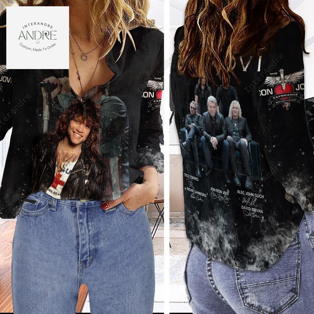Bon Jovi Linen Shirt, Bon Jovi Casual Shirt, Blouse Women Shirt, Long Sleeve Shirt