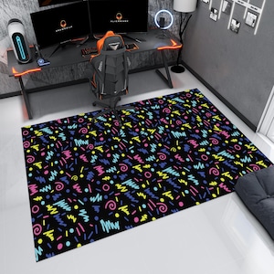 Arcade Rug,Retro Rug,Gamer Rug,Gaming Rug,Game Rug,Geometric Rug,Colorful Rug,Play Room Rug,Custom Rug,E-Sport Rug,Area Rug,Gaming Gifts