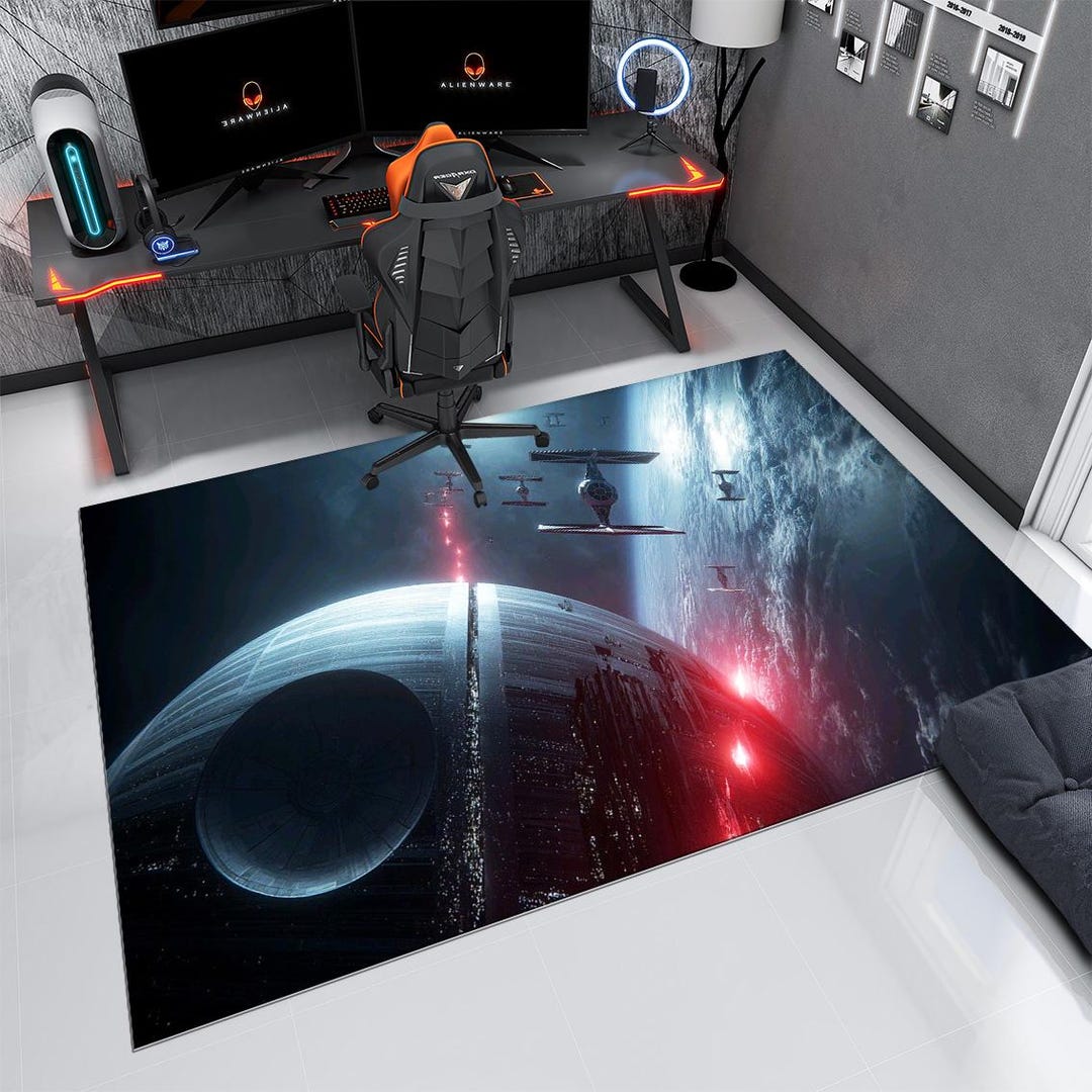 Star Wars Rug, Death Star Siege Area Carpet, Sci-fi Space Landscape ...