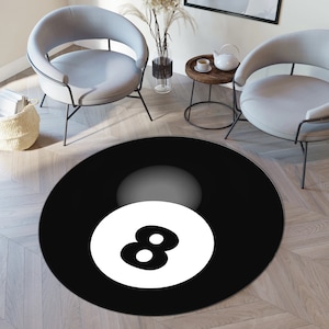 Billiards Ball Rug,8 Ball Rug,Round Rug,Sports Rug,Game Rug,Cool Rugs,Sport Decor,Popular Rug,Unique Rug,Play Mat,Area Rug,Gift for Sports