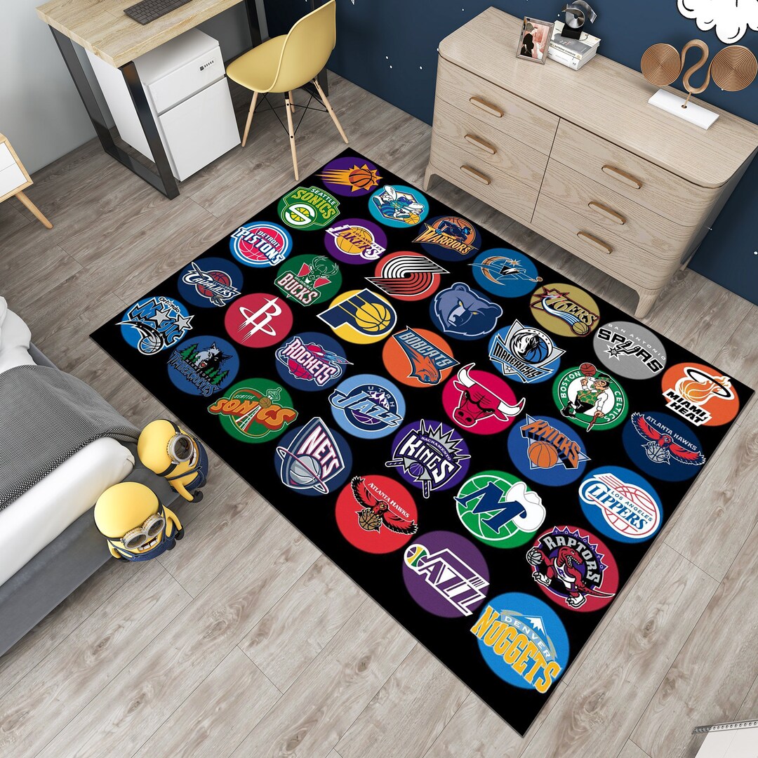 Nba Outdoor Rugs NBA Team Logo Rug, Boys Room Decor, Custom Sport Rug - Etsy