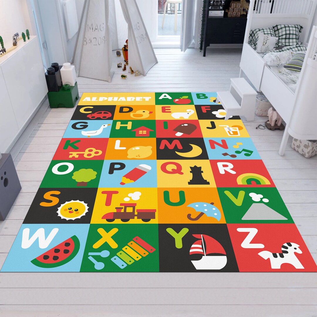 Alphabet Rug,educational Rug,colorful Rug,kids Rug,nursery Decor,gift ...