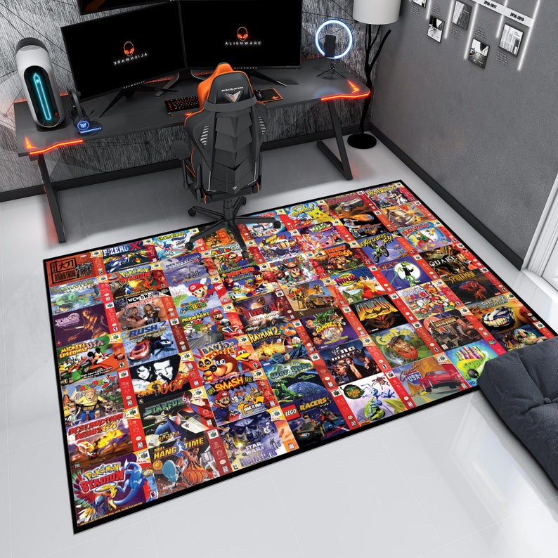 Gaming Rug Full View Retro Video Game Rug, Colorful Arcade Design - Etsy