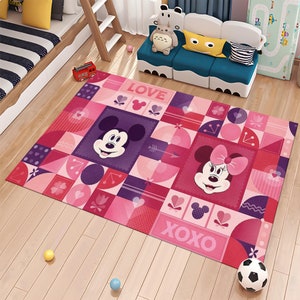 Mickey Mouse Rug,Minnie Mouse Rug,Children&#39;s Rug,Colorful Cartoon Rug,Custom Rug,Nursery Rug,Cute Rug,Area Rugs,Nursery Decor,Gift for Kids