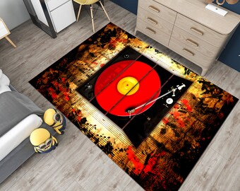 Retro Record Rug,Record Rug,Abstract Rug,Colorful Rug,Music Rug,Music Room Rug,Music Decor,Cool Rugs,Unique Rug,Area Rug,Gift for musician