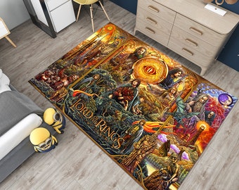 LOTR Rug,Movie Rug,Rings Rug,Colorful Rug,Popular Rug,Custom Rug,Unique Rug,Fantastic Rug,Movie Decor,Area Rug,Boys Room Rug,Gifts for Her