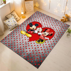 Mickey Mouse Rug,Minnie Mouse Rug,Children&#39;s Rug,Colorful Cartoon Rug,Custom Rug,Nursery Rug,Cute Rug,Area Rugs,Nursery Decor,Gift for Kids