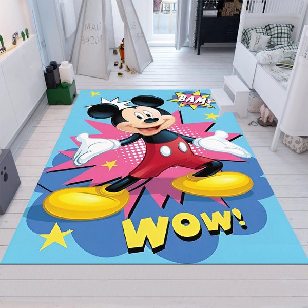 Mickey Mouse Rug,Baby Room Rug,Pop Art Rug,Kids Rug,Colorful Rug,Custom Rug,Nursery Rug,Cute Rug,Area Rug,Nursery Decor,Gift for Kids