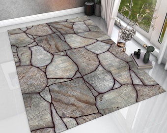 Stone Pattern Rug,Stone Rug,Pattern Rug,Grey Rug,Modern Rug,Home Decor, Area Rug, Aesthetic Rug, Rugs for Living Room, Housewarming Gift