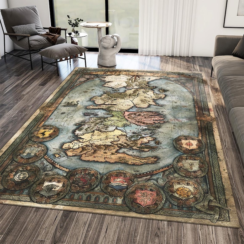Westeros Map Rug, GOT Themed Map Rug, Fantasy World Map Area Rug ...