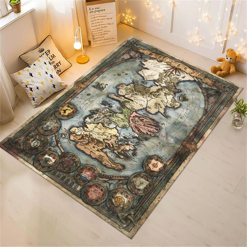 Westeros Map Rug, GOT Themed Map Rug, Fantasy World Map Area Rug ...