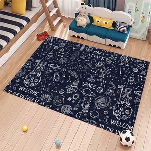 Space Rug,Planet Rug,Rocket Rug,Soft Rug,Cute Rug,Space Decor,Nursery Rug,Child Room Rug,Custom Rug,Gift for Kids,Personalized Rug,Area Rugs
