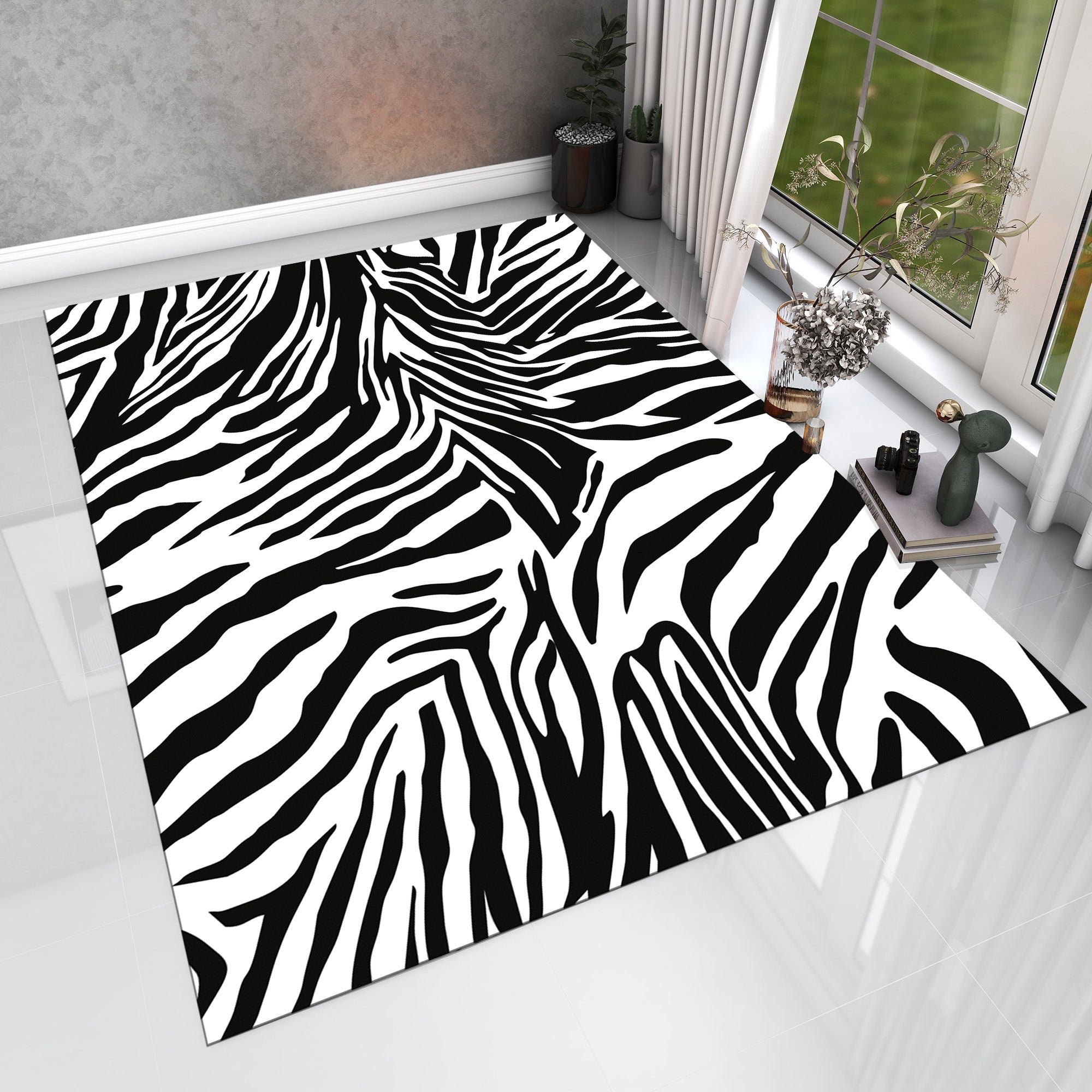 Zebra Pattern Area Rug, Modern Colorful Rug - Etsy