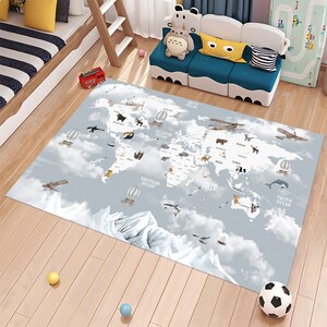 Tiere Karte Teppich,Pädagogik Teppich,Weicher Teppich,Bunter Teppich,Kinder Teppich,Kinderzimmer Dekor,Geschenk für Kinder,Kinderzimmer Teppich,Teppich nach Maß