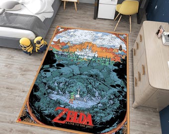 Zelda Area Rug, Fantasy Game Decor, Kawaii Anime Rug