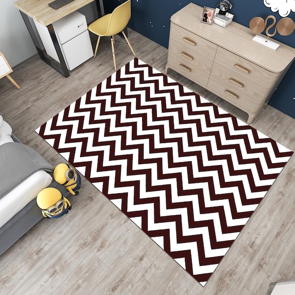 Tappeto ispirato a Twin Peaks, decorazione a zig-zag, tappeto a tema Twin Peaks.