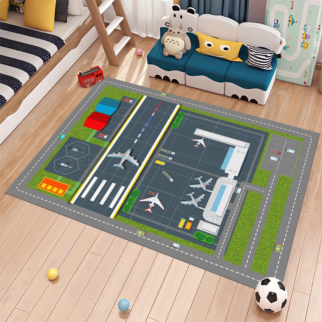 Airport Rug,play Rug,play Decor,fun Rug,kids Rug,nursery Decor,gift for ...