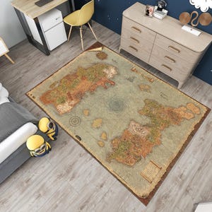 Karte Teppich,Azeroth Weltkarte,World of Warcraft,Coole Teppiche,Beliebter Teppich,Fantastischer Teppich,Geschenk für Sie, Junges Zimmer