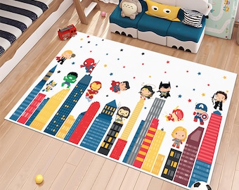 Super Heros Rug,Marvel Rug,Kids Rug,Colorful Rug,Custom Rug,Nursery Rug,Customized Rug,Cute Rug,Area Rug,Nursery Decor,Gift for Kids