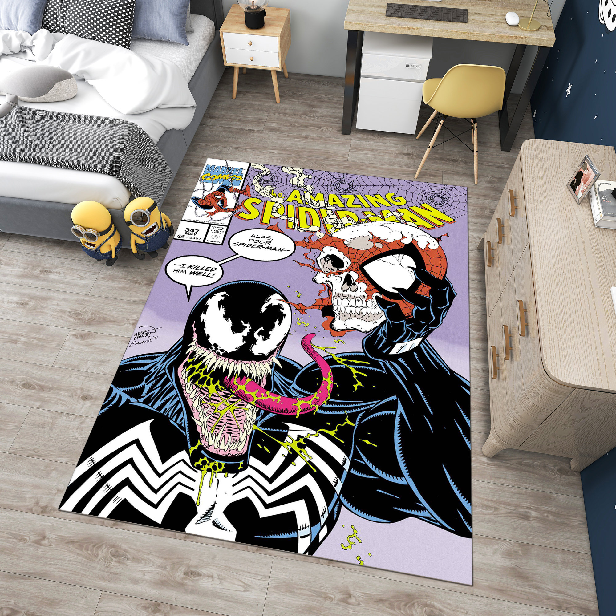 Venom Rug,Spiderman Rug,Themed Rug,Fantastic Rug,Area Rug,Kids Rug,Colorful Rug,Sci-Fi Rug,Marvel Rug,Gift for her,Unique Rug,Bestseller