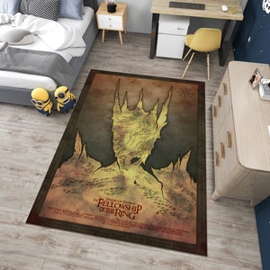 LOTR Teppich, Mittelerde Karte Teppich, LOTR Karte, Cooler Teppich, Beliebter Teppich, Fantastischer Teppich, Jungenzimmer Teppich, Geschenke für Sie,