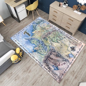 LOTR Teppich, Mittelerde Karte Teppich, LOTR Karte, Cooler Teppich, Beliebter Teppich, Fantastischer Teppich, Jungenzimmer Teppich, Geschenke für Sie,