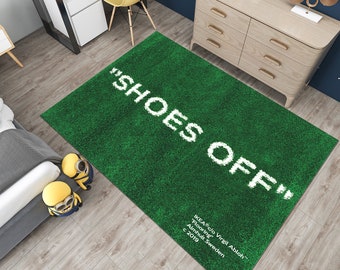 Shoes Off Green Area Rug,Grass Looking Modern Decor Carpet, Antislip Easy Clean Rug