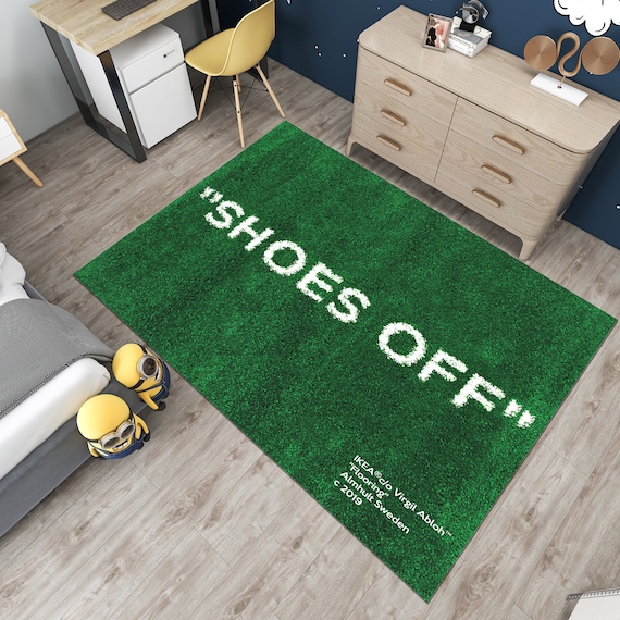 Shoes Off Green Area Rug,Grass Looking Modern Decor Carpet, Antislip Easy Clean Rug