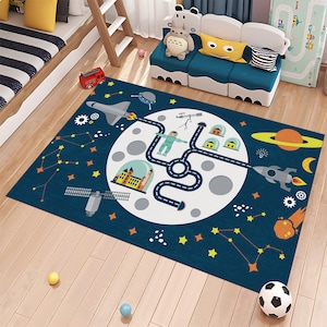 Space Rug,Planet Rug,Rocket Rug,Colorful Rug,Cute Rug,Space Decor,Nursery Rug,Kids Rug,Custom Rug,Gift for Kids,Personalized Rug,Area Rugs