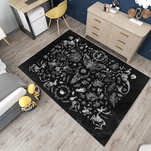 Skull Rug, Gothic Rug, Witch Rug, Baphomet Goat Pentagram, Horror Rug, Fear Rug, Colorful Rug,Art Rug,Minimalist Rug,Horror Decor,Area Rugs