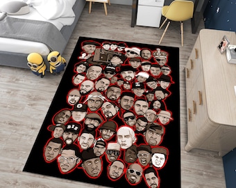 Legends Rug, Rappers Rug,Hiphop Rug,Music Rug,Music Decor,Music Room Rug,Rap Stars Collage Rug,Awesome Rug,Unique Rug,Area Rug,Gifts for Him