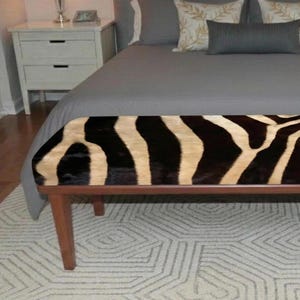 Zebra Bench, Zebra Pattern Ottoman Bench, Handmade Boho Home Decor, Living Room Bedroom Decor