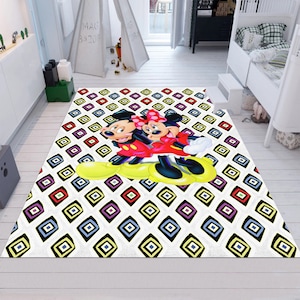 Mickey Mouse Rug,Minnie Mouse Rug,Children&#39;s Rug,Colorful Cartoon Rug,Custom Rug,Nursery Rug,Cute Rug,Area Rugs,Nursery Decor,Gift for Kids