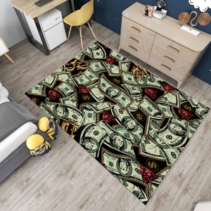 Money Rug,Dollar Rug,Diamond Rug,Colorful Rug,Cool Rugs,Popular Rug,Money Decor,Custom Rug,Area Rugs,Rugs for Living Room,Gift for Her