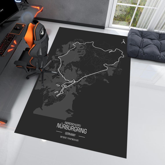 Nürburgring Race Track Map Rug, Custom Game Room Decor