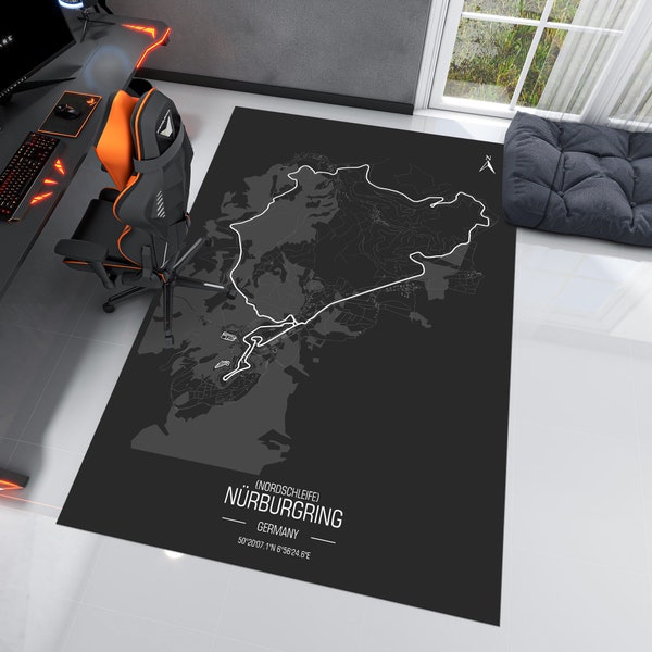 Nürburgring Race Track Map Rug, Custom Game Room Decor,