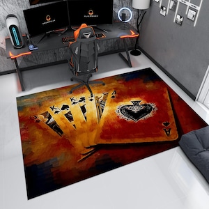 Tapis de cartes à jouer, cartes de poker, tapis de casino, cartes de jeu, tapis de jeu, tapis personnalisé, tapis Hypebeast, tapis décoratif, tapis personnalisé, tapis de jeu, cadeau pour elle