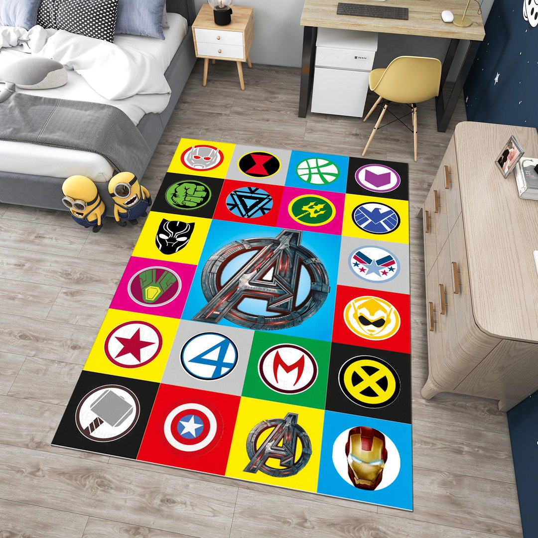 Power Rangers Movie Rug Super Hero Logos Rug,movie Rug,fantastic Rug,movie Decor,colorful Rug ...