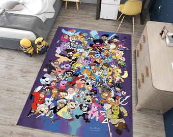 Cartoon Characters Rug, Mix Rug, Cartoon Rug, Kids Room Rug, Gift for Kids, Cute Rug, Colorful Rug, Kids Rug,Children&#39;s Rug, Custom Area Rug